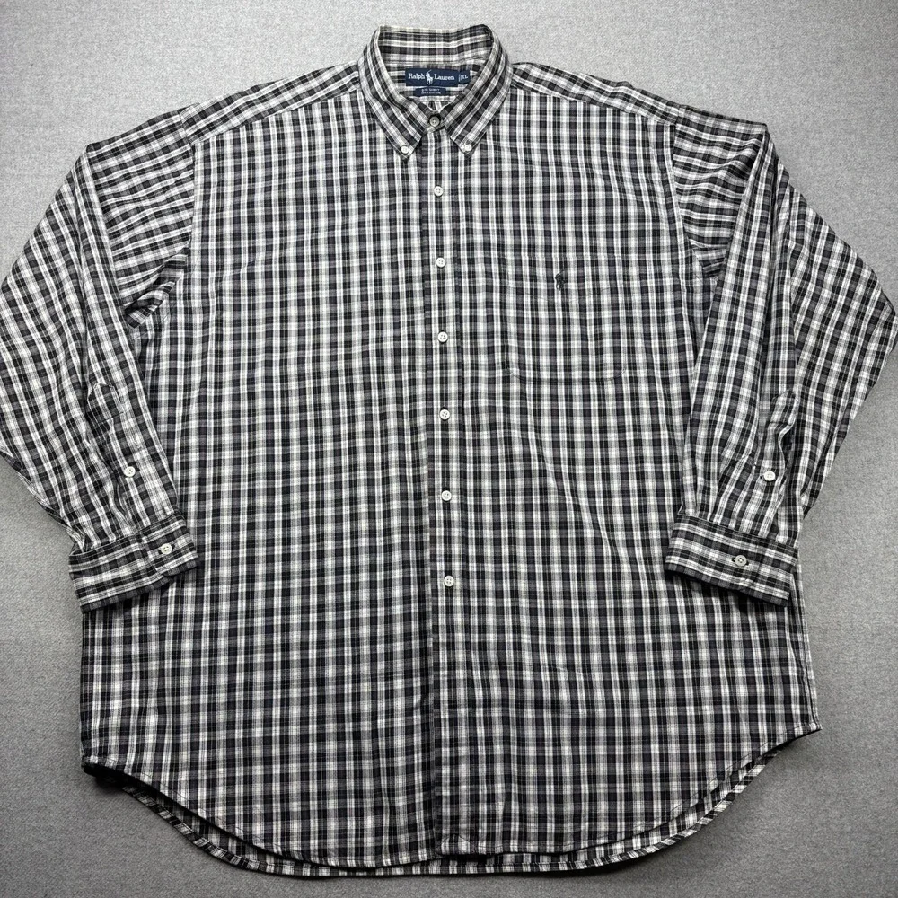 Vintage 90s Polo Ralph Lauren The Big‎ Shirt Mens XL Blue Green Check Oversized